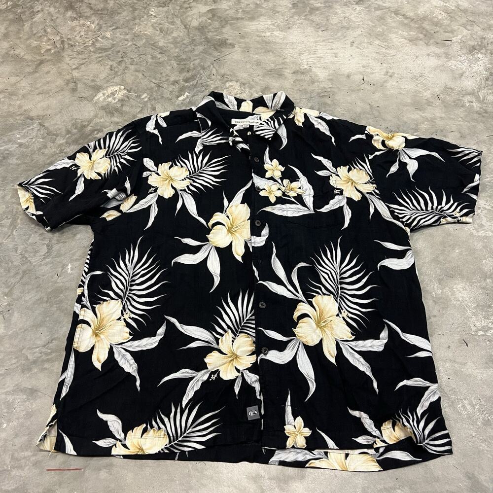 Vintage Quicksilver Hawaiian Shirt Cotton/Rayon Size 2XL Waves Surf READ DESCRIP